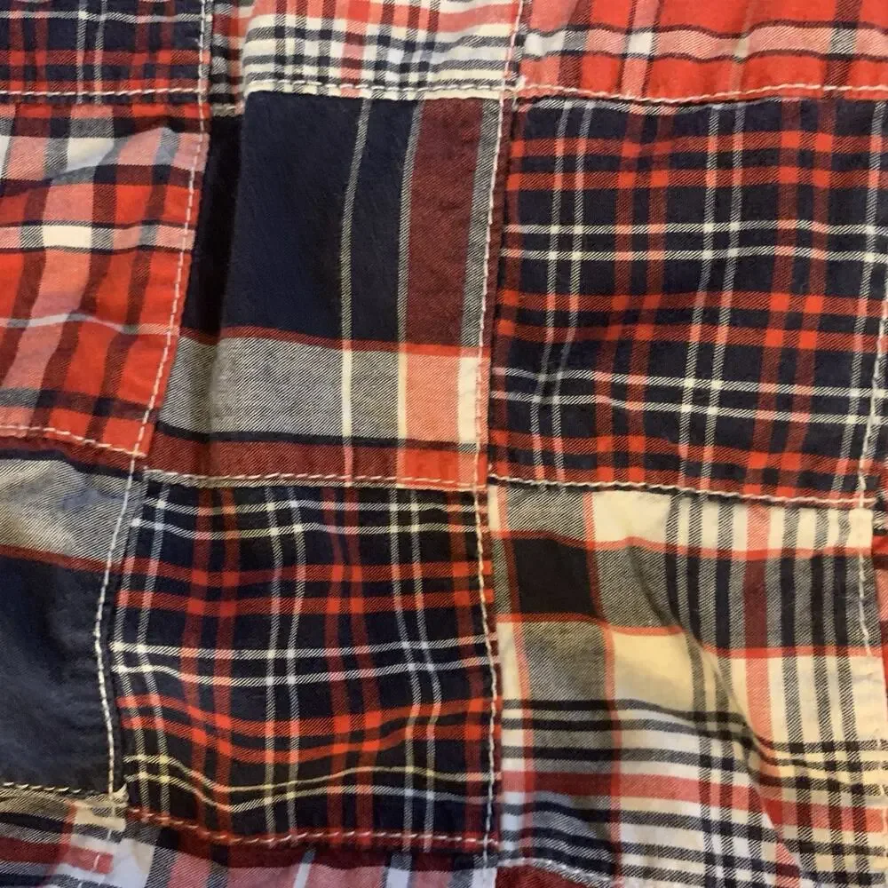 Gymboree Patchwork Plaid Madras Bermuda Shorts Boy’s Size 7 Patriotic Colors